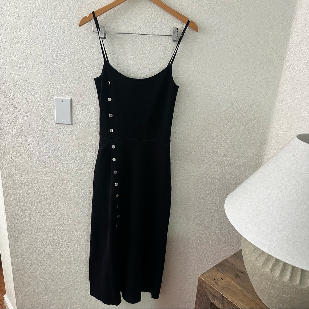 Sandro Black Walace Snap Detail Knit Midi Dress - Picture 5 of 11